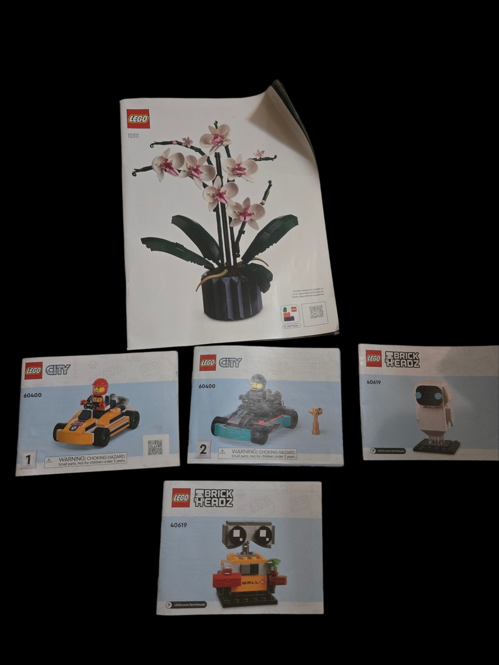 Lot Of 5 Lego Instruction Manuals - Flowers 10311, City 60400, Brick Headz 40619